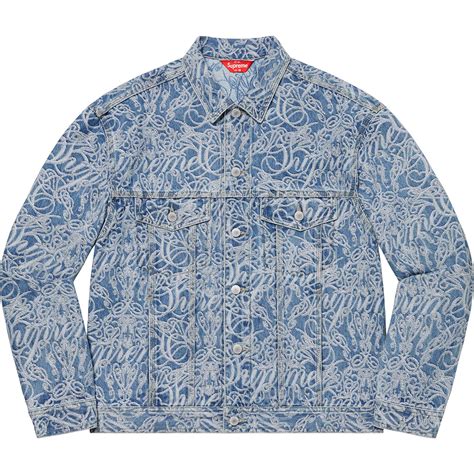 Script Jacquard Denim Trucker Jacket Supreme 22fw