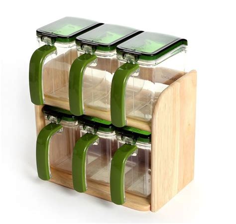 Lock and Lock Seasoning Condiment Spice Food Storage Containers Wood ...