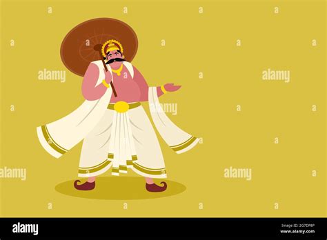 Illustration Of King Mahabali Holding Umbrella With Copy Space