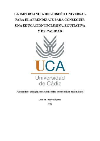 Ensayo La Importancia Del Diseno Universal Para El Aprendizaje Para