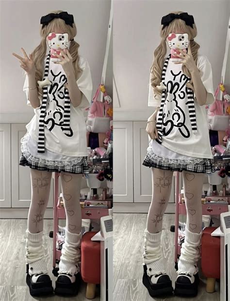 Xiaohongshu Fashion Harajuku Kawaii Asian Female Clothes Outfits