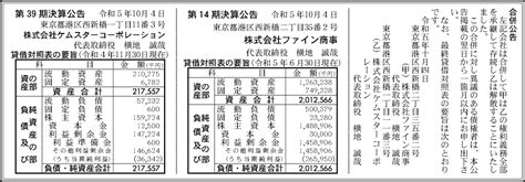 株式会社ファイン商事 第14期決算公告 官報決算データベース