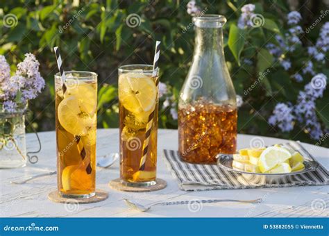 Iced Tea Outside In Garden Stock Image Image Of Drinks 53882055