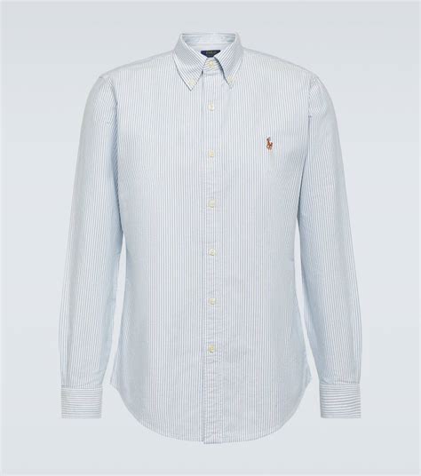 Logo Cotton Oxford Shirt In Blue Polo Ralph Lauren Mytheresa