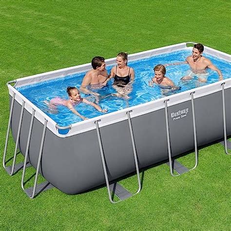 Piscine Tubulaire Hors Sol Vostok Grise Bestway Rectangulaire Avec