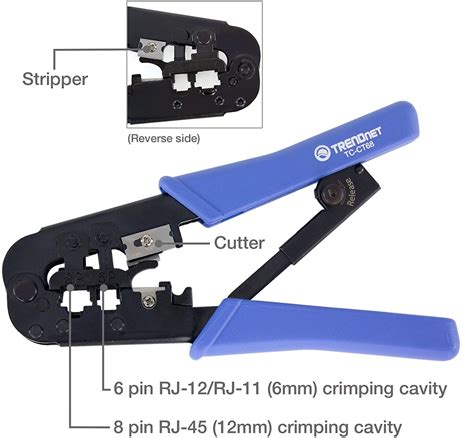 TRENDnet Crimping Tool, Crimp, Cut, And Strip Tool, For Any Ethernet or Telephone Cable, Built ...