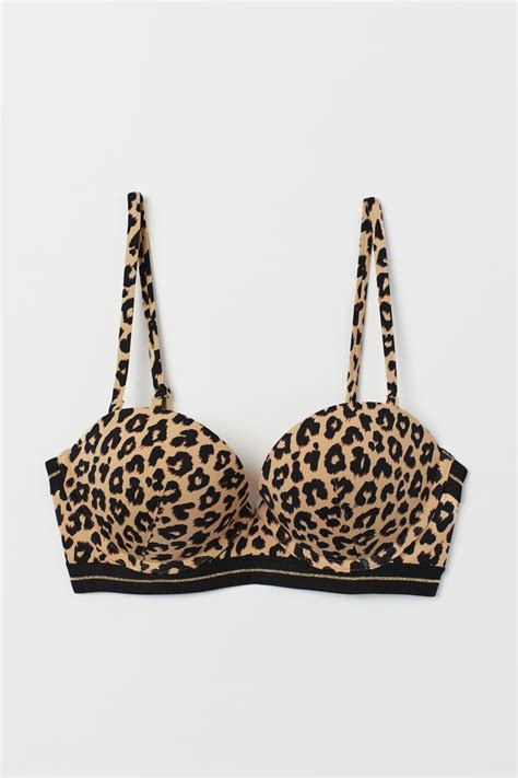 Super Push Up Bikini Top Beige Leopard Print Ladies Handm Us