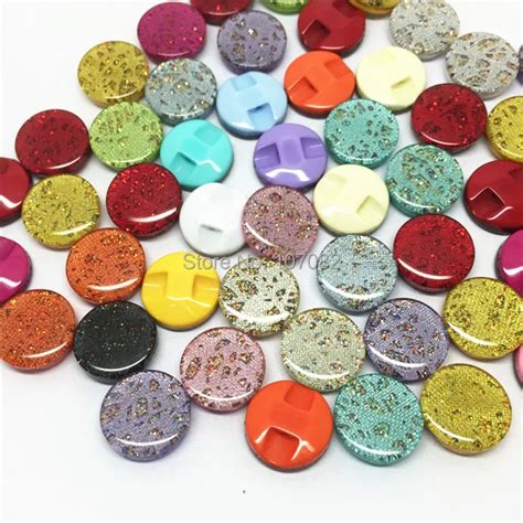 1000pcs 13mm Sparkly Mixed Glitters Resin Buttons Dress Sewing