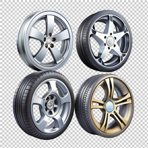 Realistic Complete Set Of Car Wheels Premium AI Generated PSD