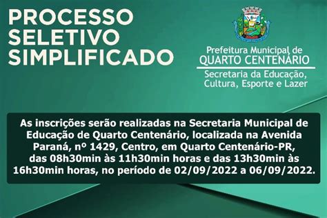 Prefeitura de Quarto Centenário faz PSS para contratação de professor