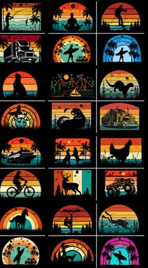 Retro sunset art print – Artofit