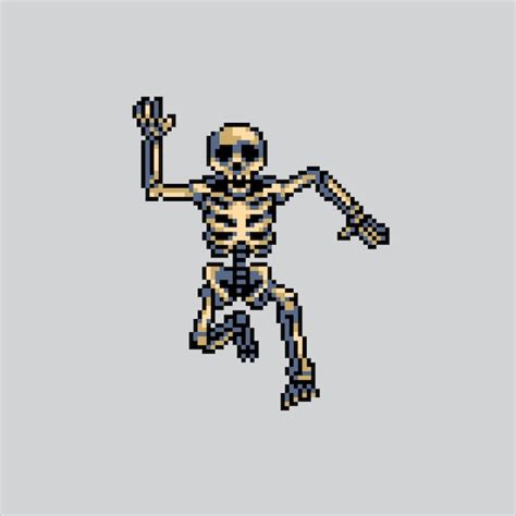 Premium Vector | Pixel art illustration Skeleton Pixelated Skeleton ...