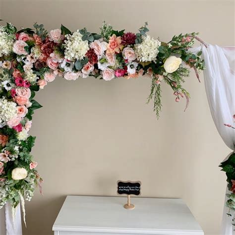 Blush Pink Wedding Arch Flowers Silk Flowers Corner Swag And Etsy