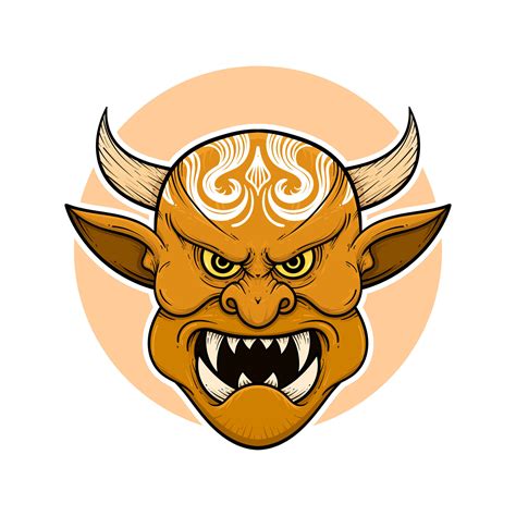 The Traditional Japanese Demon Oni Mask Illustration 35300108 Vector