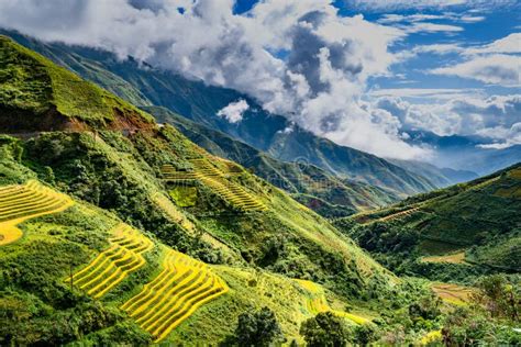 Mu Cang Chai Landscape Terraced Rice Field Near Sapa Stock Photo