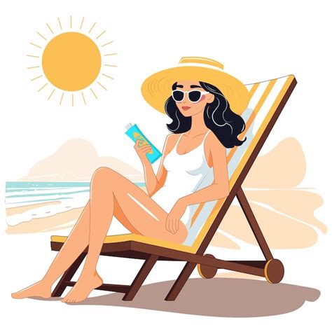 Premium Vector Happy Girl With Sunscreen In Hand Wearing Glasses And