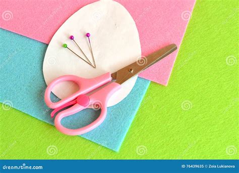 Paper Templates Easter Egg, Scissors, Pins. Sewing Set. Step Stock ...