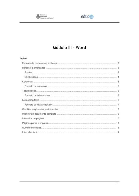 PDF Módulo III Word 6 Tabulaciones Las tabulaciones en Word son