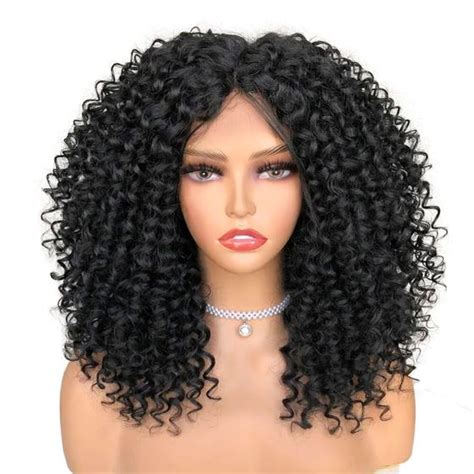 Peruca Lace Wig Afro Cacheada Organica Aspecto Cabelo Humano Black