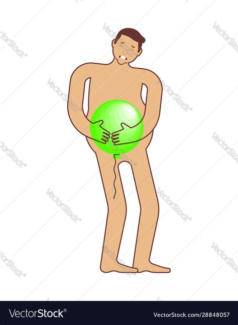 Bloating Stomach Swelling Balloon In Stomach Sick Vector Image