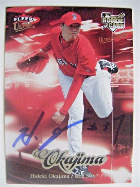 Hideki Okajima Signed Rc Red Sox Fleer Ultra Rookie Baseball Card