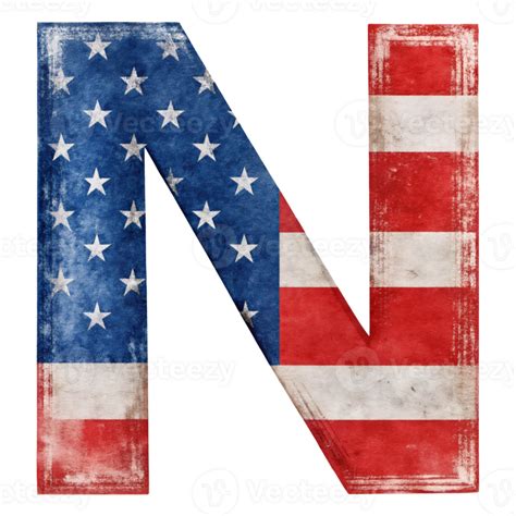 A Capital Letter N Is Filled With The Design Of The United States Flag