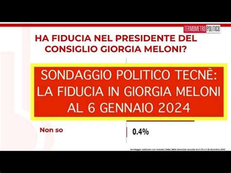 SONDAGGIO POLITICO TECNÈ LA FIDUCIA IN GIORGIA MELONI AL 6 GENNAIO