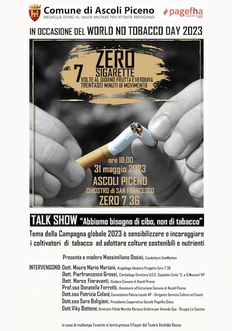 Ascoli Per La Giornata Mondiale No Tabacco Il 31 Maggio Un Talk Show