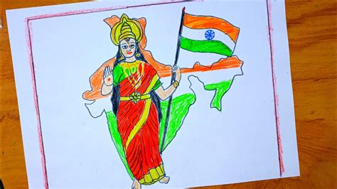 How To Draw Bharat Mata Bharat Mata Drawing Easy। Youtube