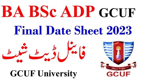 GCUF BA BSC ADP BCOM Official 2023 Date Sheet ADP Annual 2023