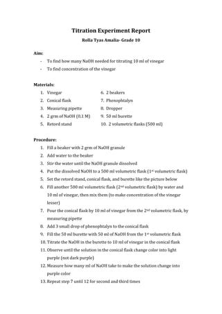 Titration Experiment Report PDF