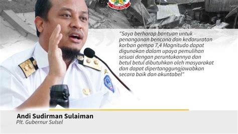 Plt Gubernur Sulsel Beri Bantuan Rp 8 Miliar Untuk Pemulihan Bencana