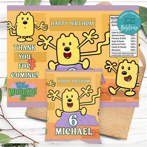 Wow Wow Wubbzy Birthday Chip Bag Digital File Printable Bobotemp