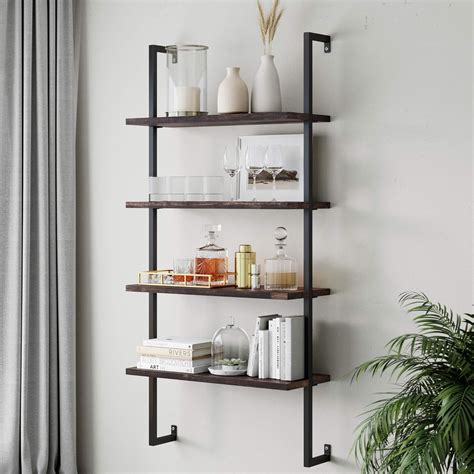 Nathan James 65701 Theo 4 Shelf Bookcase Floating Wall Mount Shelves