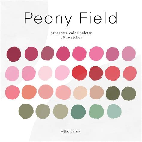 Peony Field 30 Handpicked Colors For Procreate Flower Themed Etsy In