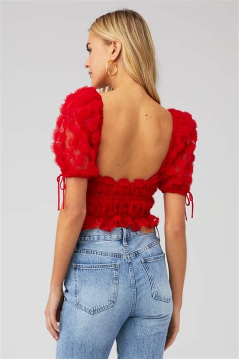 For Love And Lemons Hannah Crop Top In Red Fashionpass