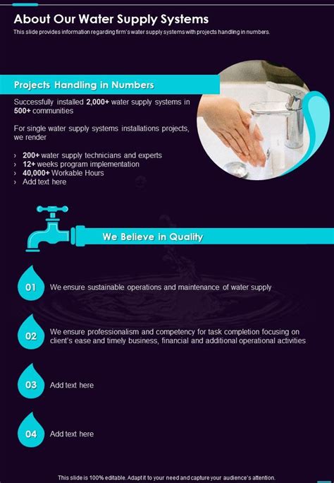 About Our Water Supply Systems One Pager Sample Example Document