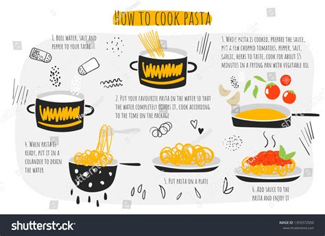 How Cook Pasta Guide Instructions Steps Stock Vector Royalty Free