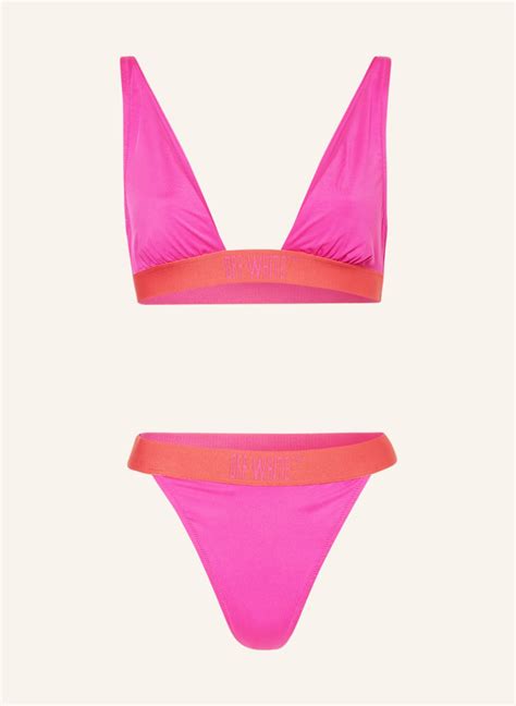 Off White Triangel Bikini In Neonpink