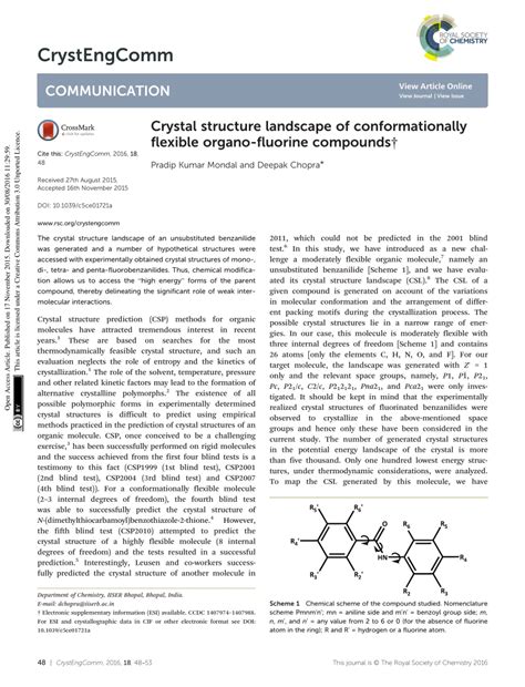 (PDF) Crystal structure landscape in conformationally flexible organo-fluorine compounds