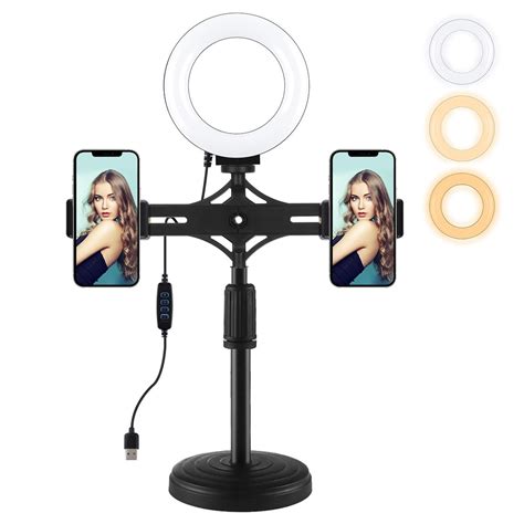 Puluz Inch Cm Ring Light Horizontal Dual Phone Brackets Desktop