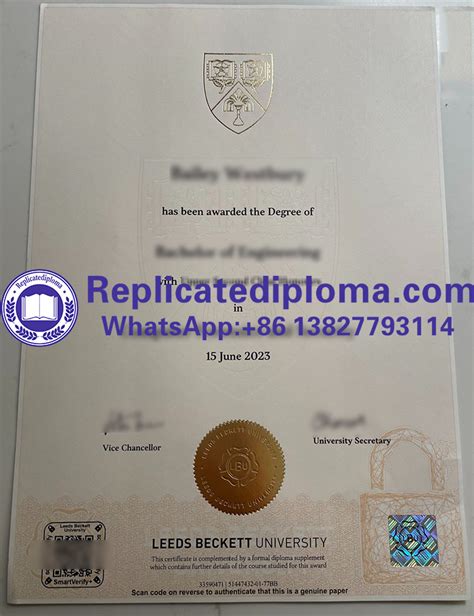 Leeds Beckett University degree certificate HD sample, buy LBU diploma online - replicatediploma.com