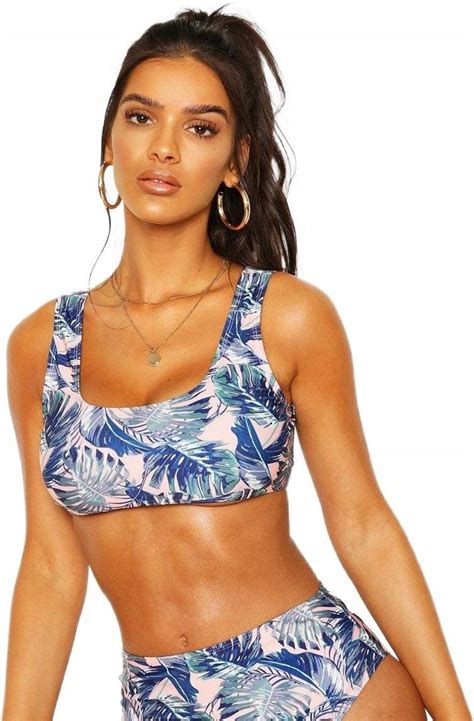 Boohoo G Ra Od Bikini Tropical Print Lm Ng Xxl Ceny I Opinie