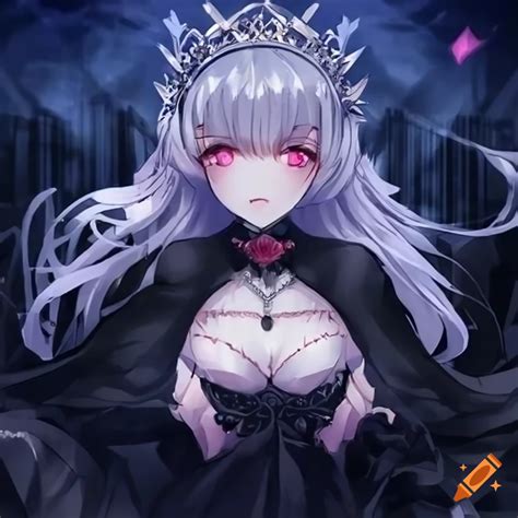 Anime Queen With Silver Crown And Black Dress On Craiyon