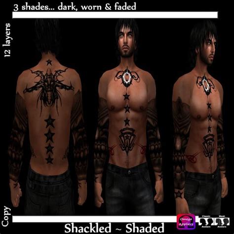 Second Life Marketplace Etched Shackled Tattoo ~ Shaded ~ With Appliers