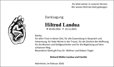 Traueranzeigen Von Hiltrud Landua Vrm Trauer De