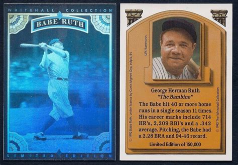 1992 Whitehall Hologram Babe Ruth NY Yankees HOF Limited Edition Of