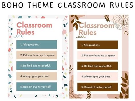 Boho Themed Classroom Rules Printable Wall Art Boho Theme Classroom Posters For Teachers Decor