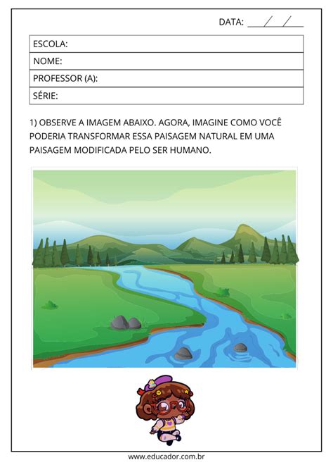 Atividades sobre paisagem natural e modificada para imprimir - Educador