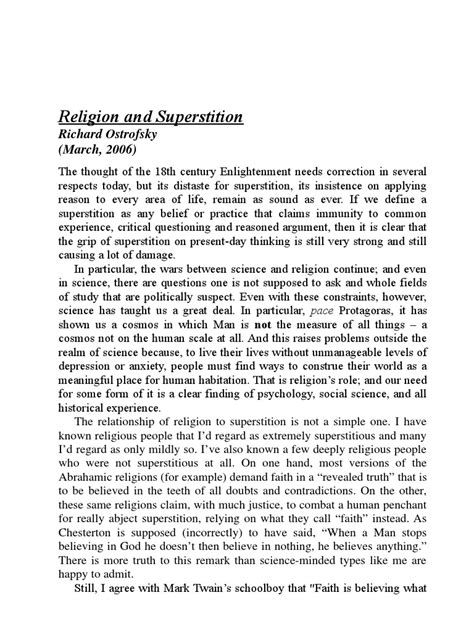 Religion and Superstition | PDF | Superstitions | Faith